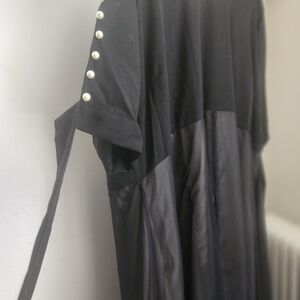 Black Dress with Pearl Button Accents